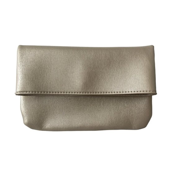 Neiman Marcus Metallic Gold Faux Leather Clutch - Picture 1 of 3